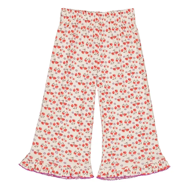 Pantalón Malikette Flor de algodón ecológico | Blanco