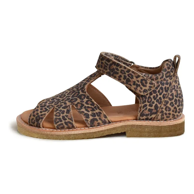 Sandalias de ante leopardo Eden | Marrón
