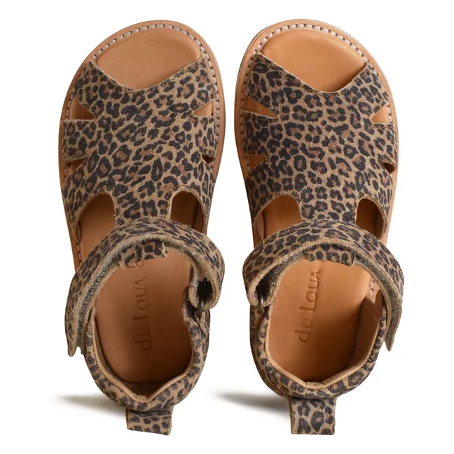 Sandales Du Eden Léopard Suede | Marron