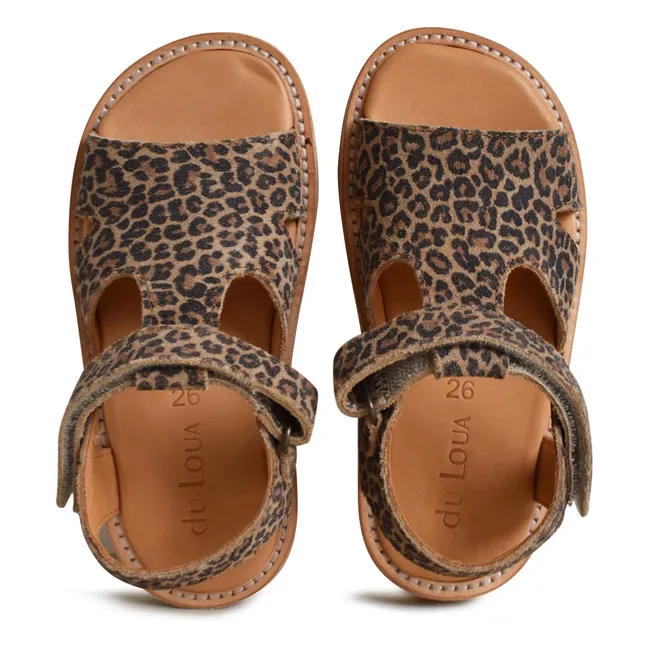 Sandales Du Alfie Léopard Suede | Marron