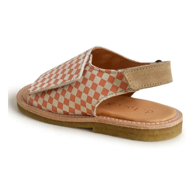 Sandales Du Veda Carreaux | Saumon