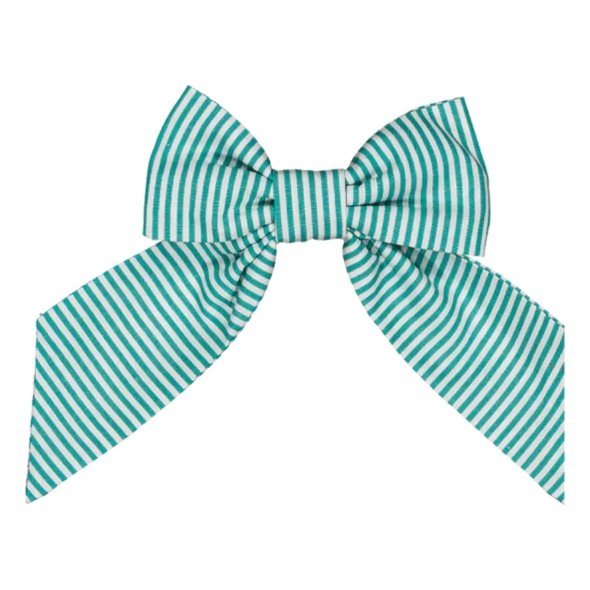 Barrette Carlotta Nœud Rayée Coton Bio | Vert- Image produit n°0