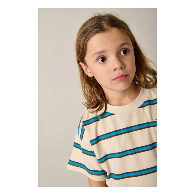 Camiseta Oceano Oversize Striped Algodón Ecológico | Azul