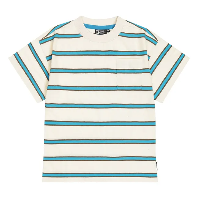 Camiseta Oceano Oversize Striped Algodón Ecológico | Azul