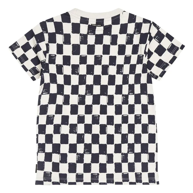 T-shirt Shallow Carreaux Coton Bio | Bleu foncé