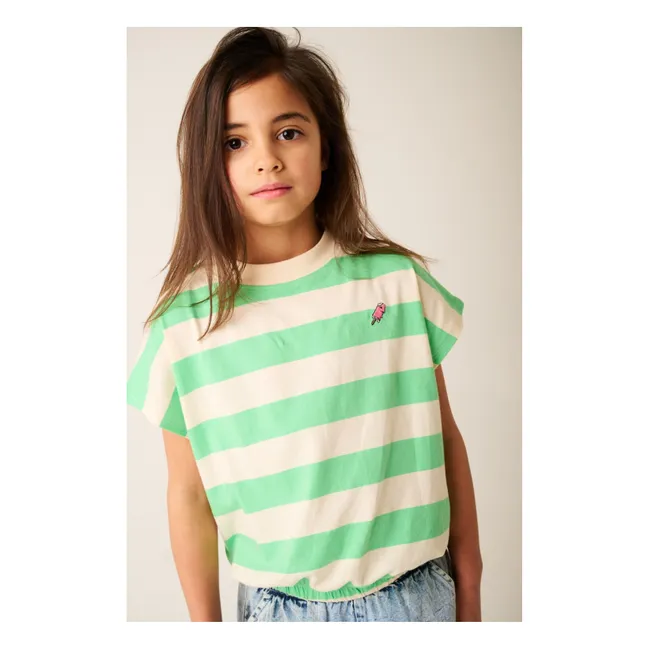 T-shirt Oversize Colatina Rayé Coton Bio | Vert