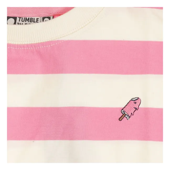 T-shirt Oversize Colatina Rayé Coton Bio | Rose