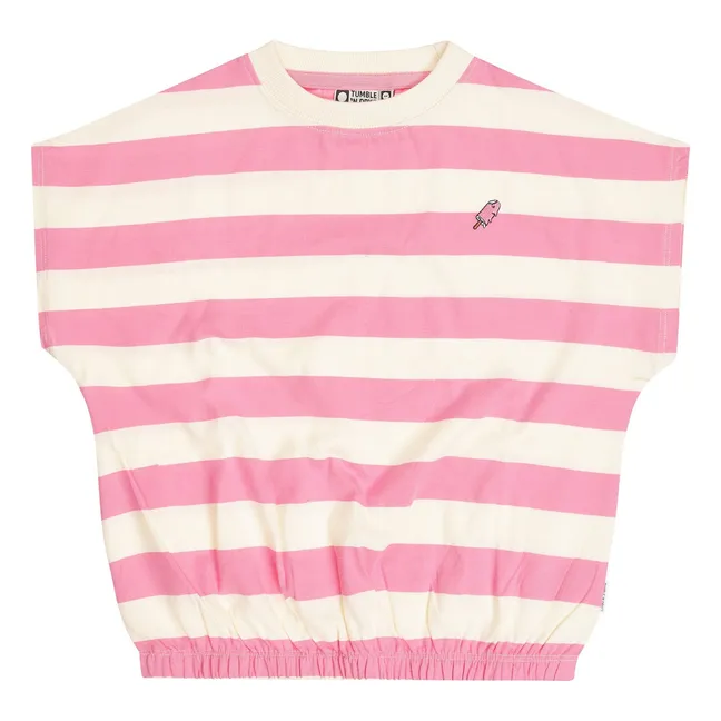 T-shirt Oversize Colatina Rayé Coton Bio | Rose
