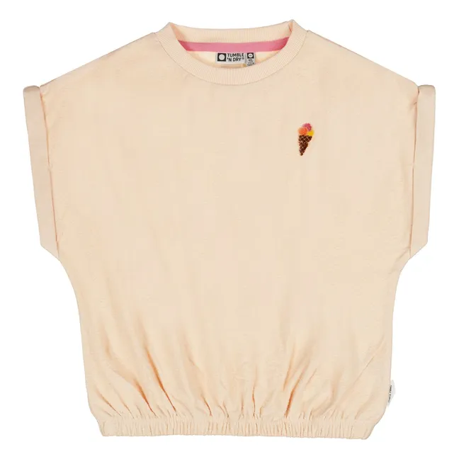 T-shirt Crop Bouquet Coton Bio | Rose pêche