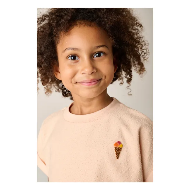 T-shirt Crop Bouquet Coton Bio | Rose pêche