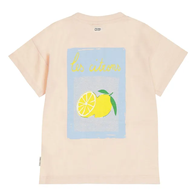 Camiseta oversize Lemons Algodón orgánico | Rosa Melocotón