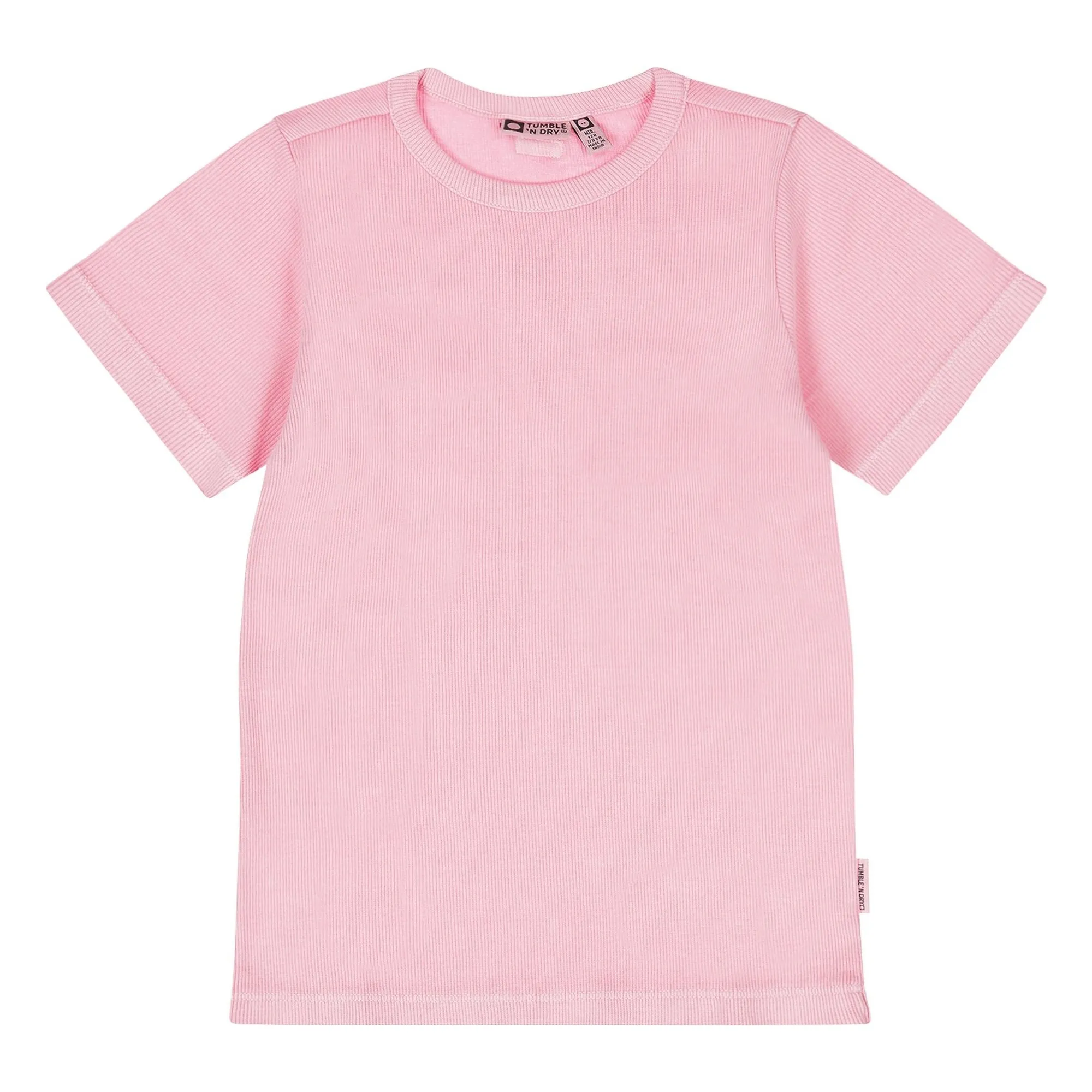 Tumble N'dry Pink Ribbed T-Shirt Vivid Organic Cotton