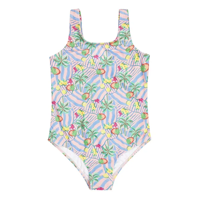 Maillot de Bain Fortaleza Palmiers Fibres Recyclées | Bleu pâle