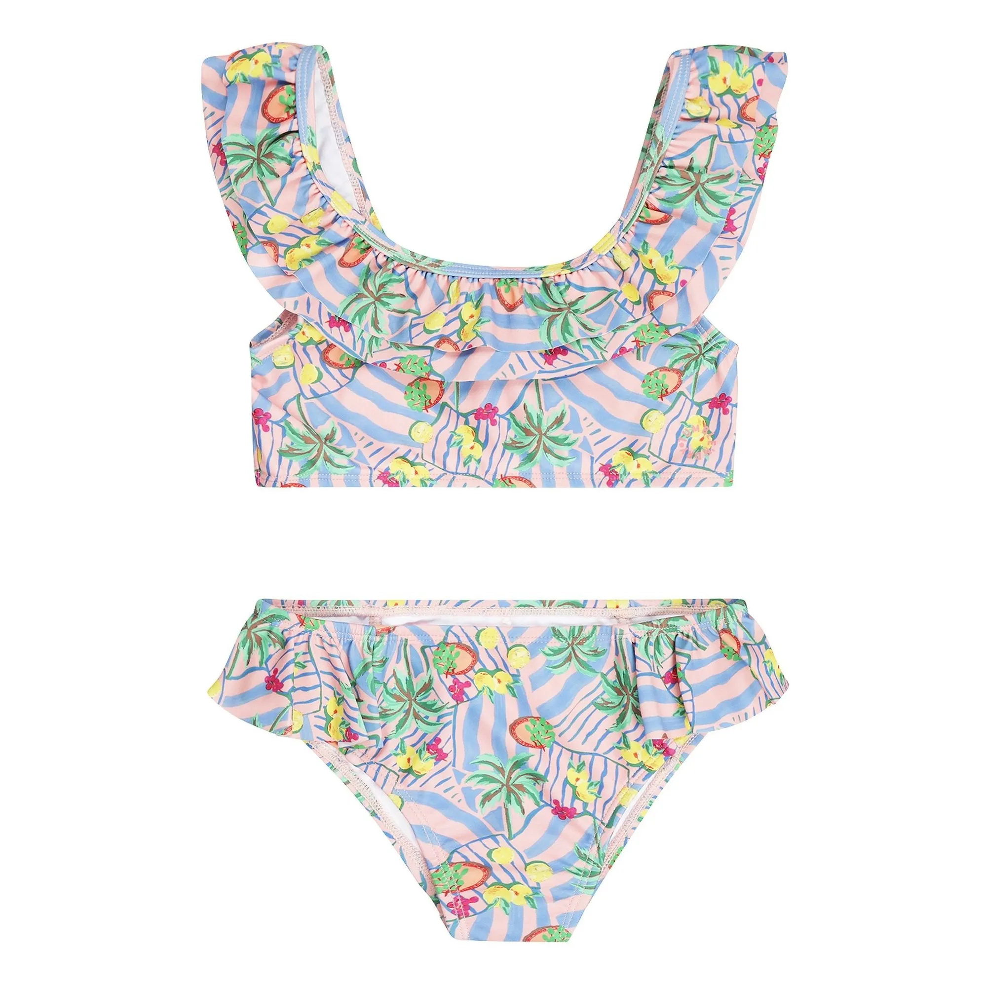 Tumble N'dry Pale Blue Bahia Palm Flounce Swimsuit Recycled Fibers