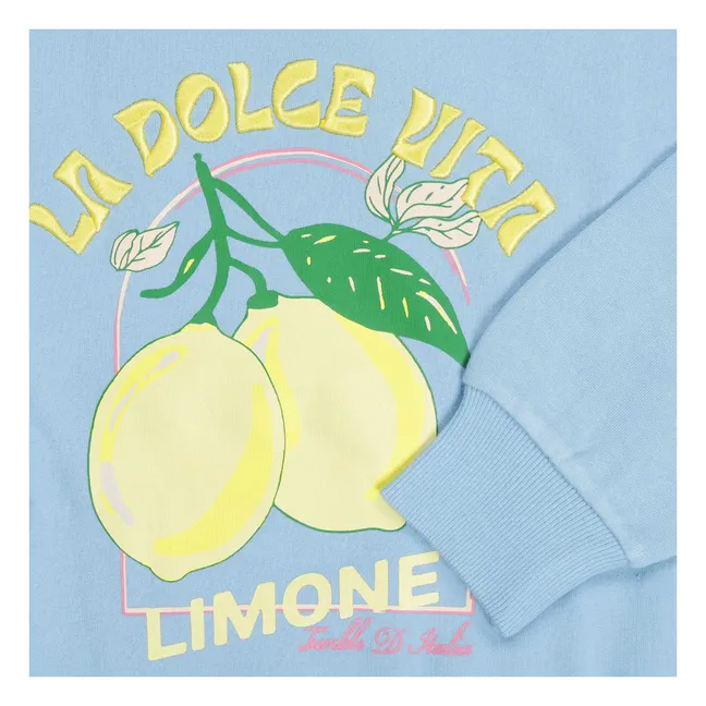 Sweat Oversize Vital Citrons Coton Bio | Bleu pâle