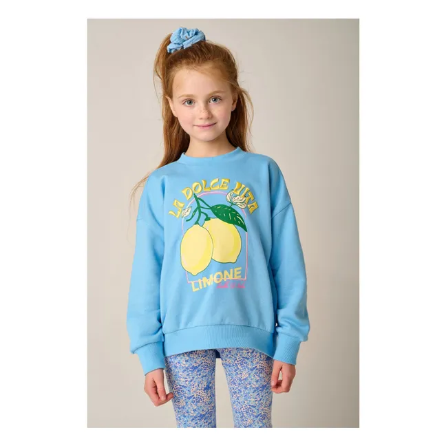 Sweat Oversize Vital Citrons Coton Bio | Bleu pâle