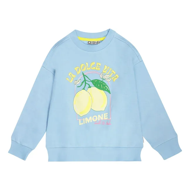 Sweat Oversize Vital Citrons Coton Bio | Bleu pâle