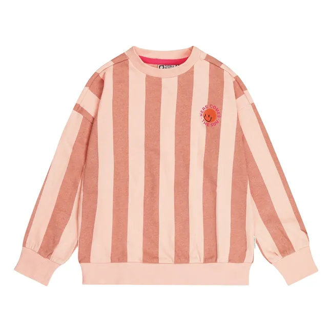 Sudadera oversize de rayas Coquina de algodón reciclado | Rosa Melocotón