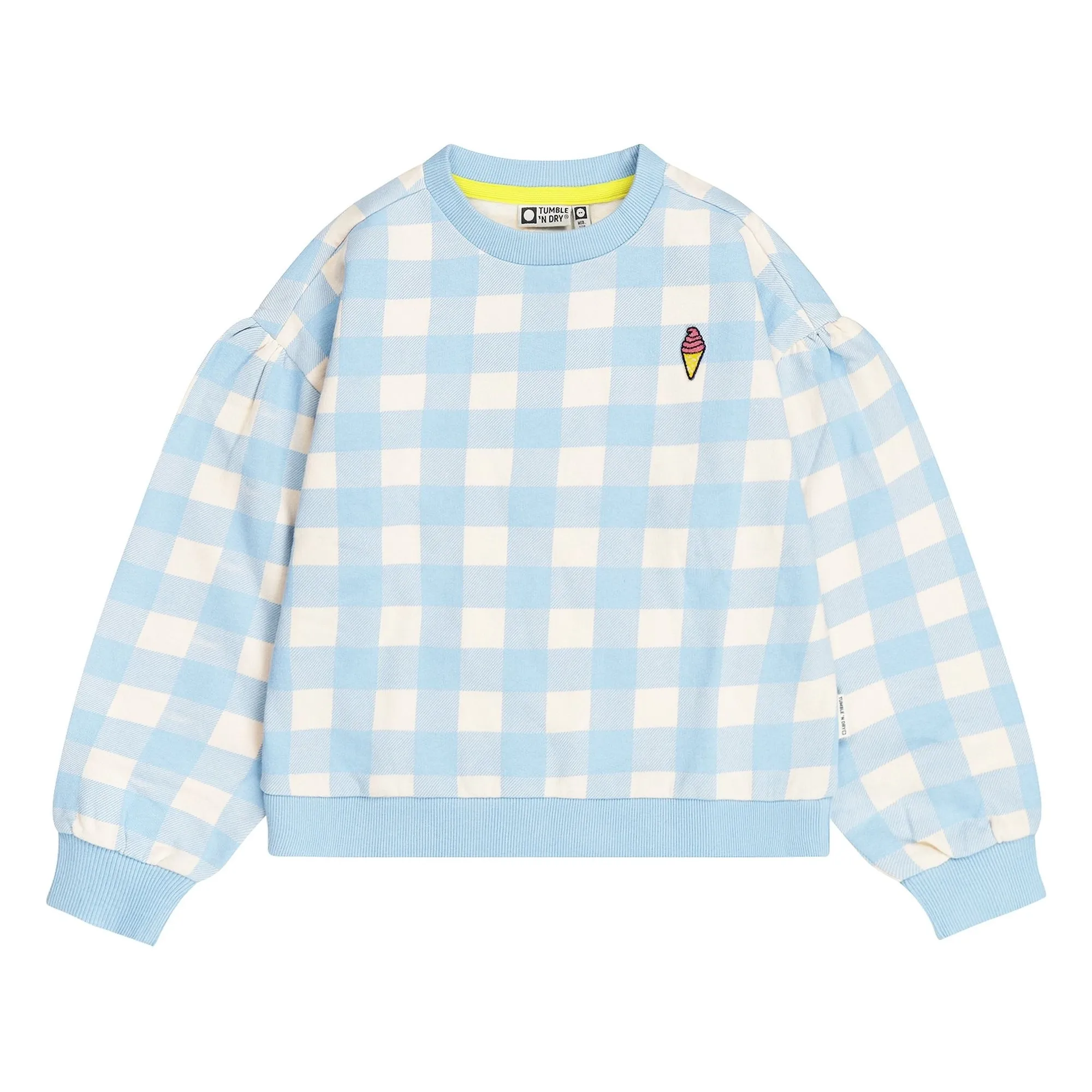 Tumble N'dry Pale Blue Sweat Oversize Breese Vichy Coton Bio
