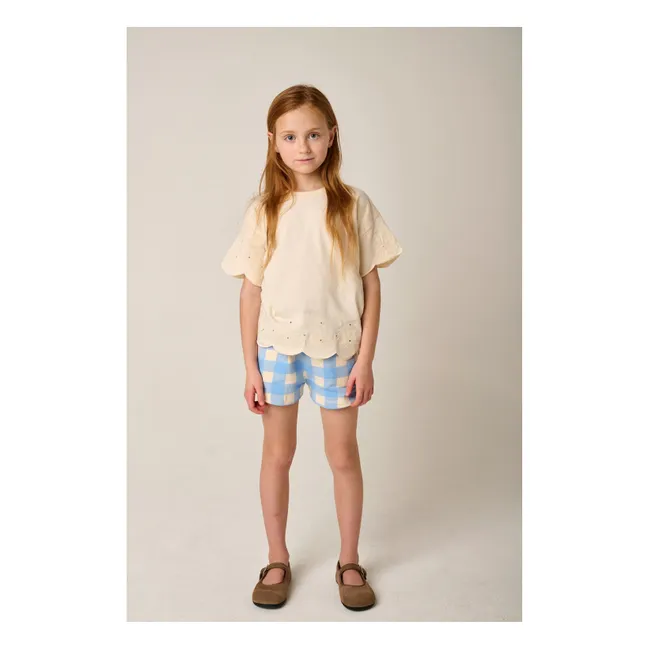Short June Vichy Coton Bio | Bleu pâle