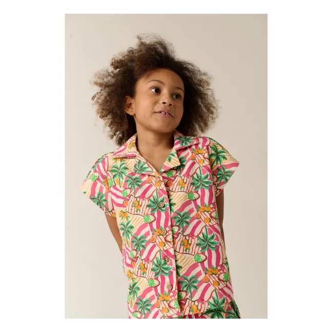 Chemise Vitoria Palmiers Coton Bio | Rose