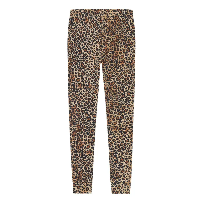 Legging Cedro Leopardo de algodón orgánico acanalado | Marrón