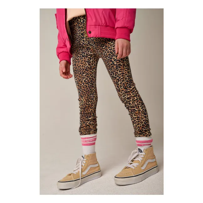 Legging Cedro Leopardo de algodón orgánico acanalado | Marrón