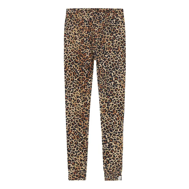 Legging Cedro Leopardo de algodón orgánico acanalado | Marrón