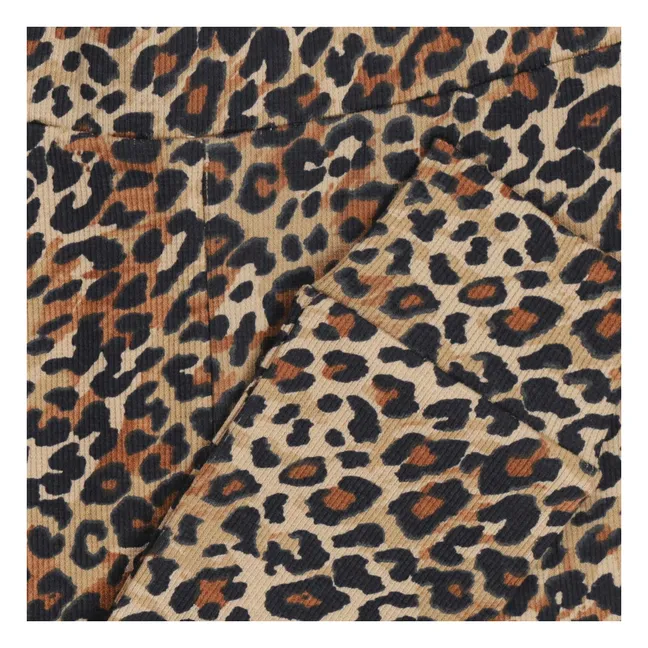 Legging Cedro Leopardo de algodón orgánico acanalado | Marrón