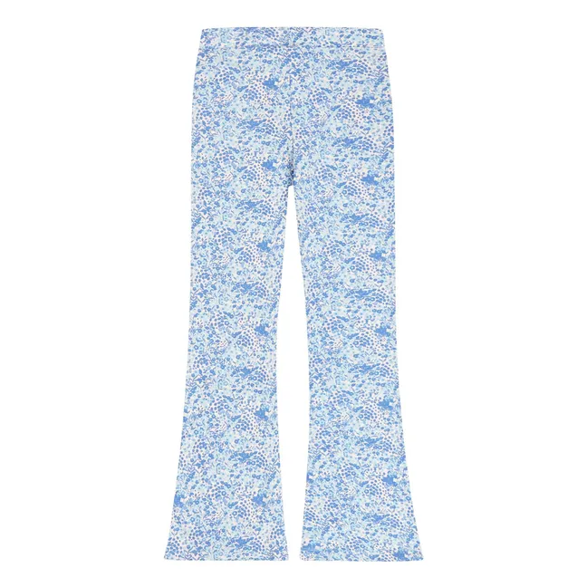 Legging Flare Springtime Fleuri Coton Bio | Bleu Clair