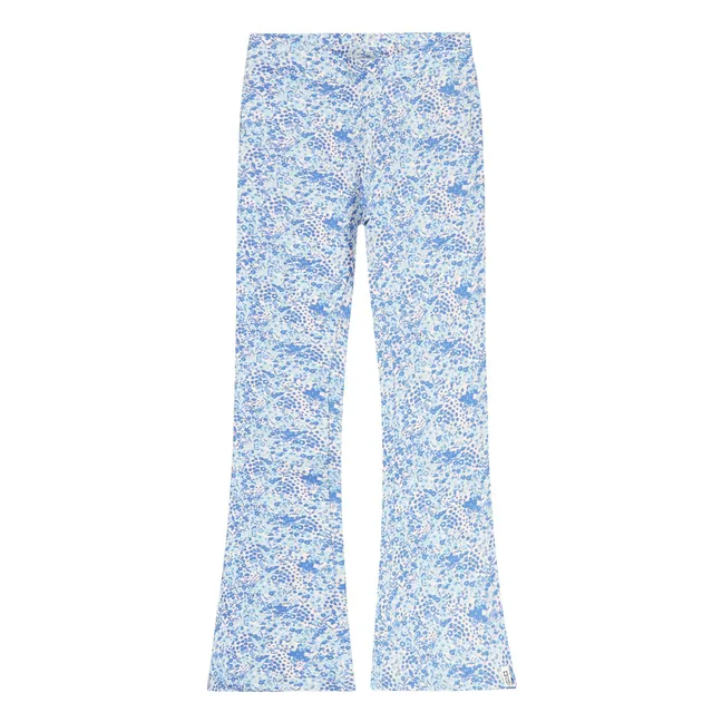 Legging Flare Springtime Fleuri Coton Bio | Bleu Clair
