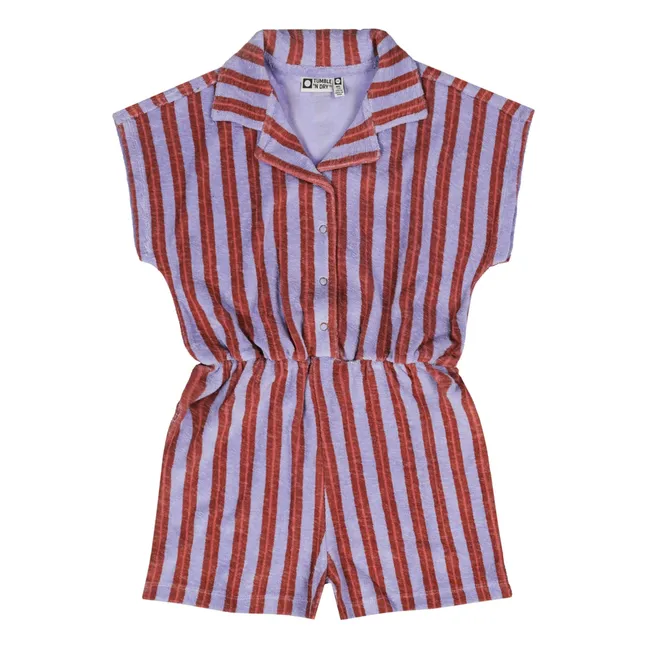 Combishort La Barre Deux Rayée Eponge Coton Bio | Violet