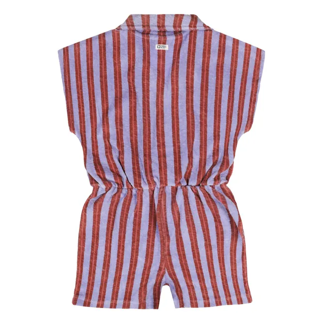 Combishort La Barre Deux Rayée Eponge Coton Bio | Violet