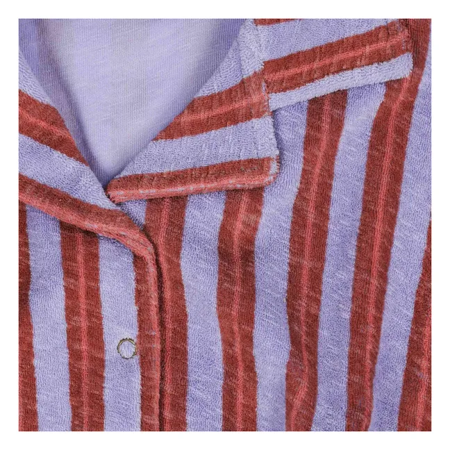 La Barre Deux striped organic cotton terry overalls | Purple