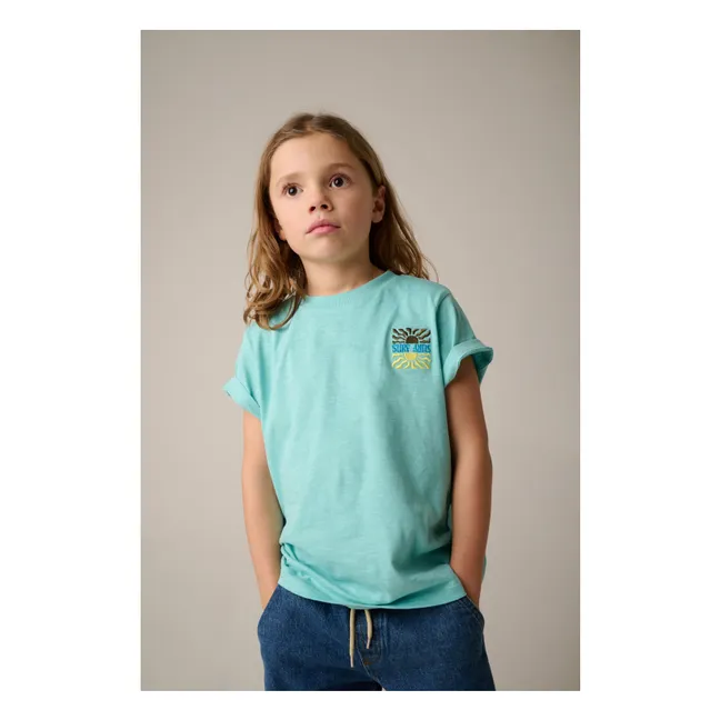 Camiseta de algodón ecológico Reef Sunset | Azul Pálido