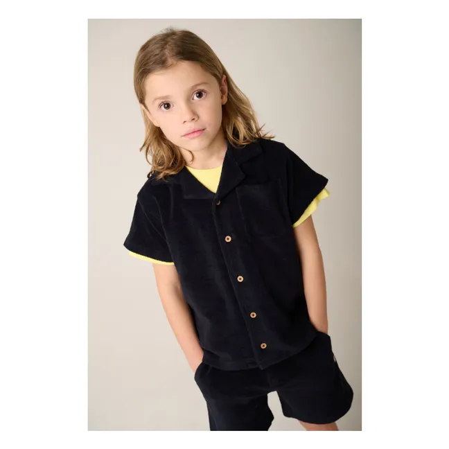 Camiseta de rizo de algodón orgánico Coastal | Azul oscuro