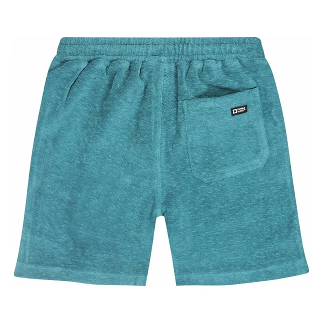 Pantalones cortos de rizo de algodón ecológico Beach Port | Azul Pavo Real