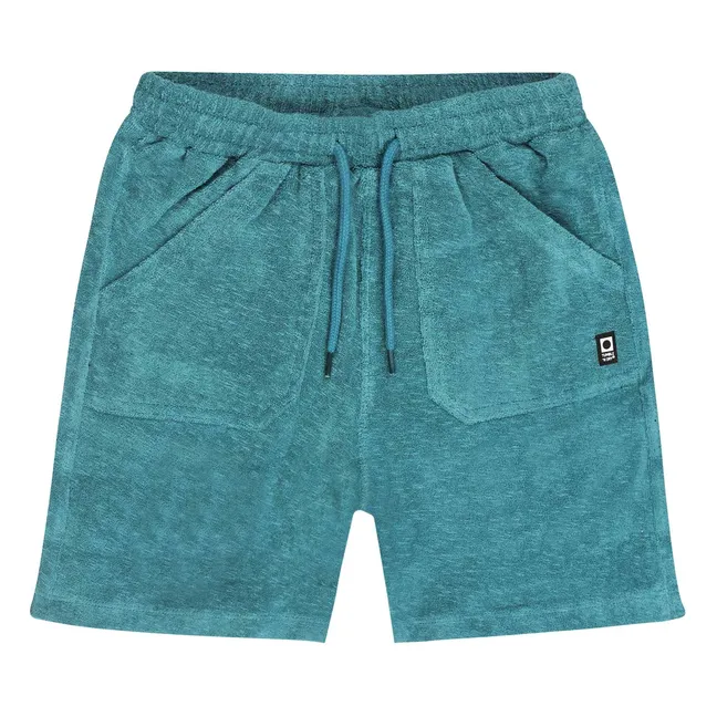 Pantalones cortos de rizo de algodón ecológico Beach Port | Azul Pavo Real