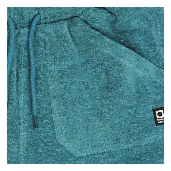 Pantalones cortos de rizo de algodón ecológico Beach Port | Azul Pavo Real