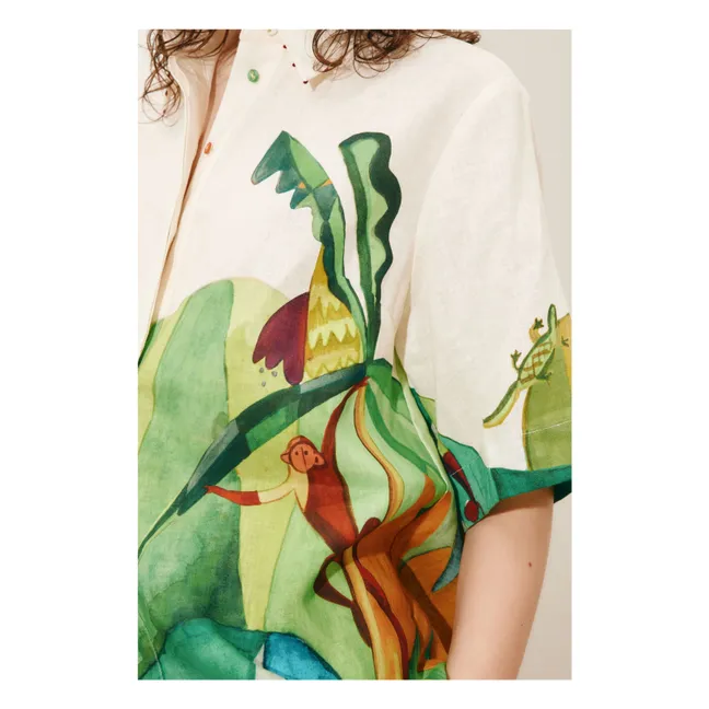 Camisa Mokshini de lino | Verde