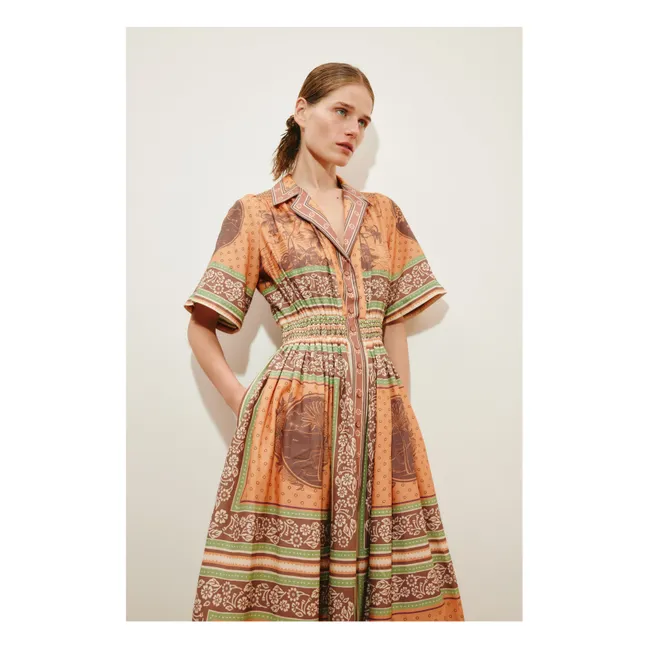 Alberta silk and cotton dress | Orange