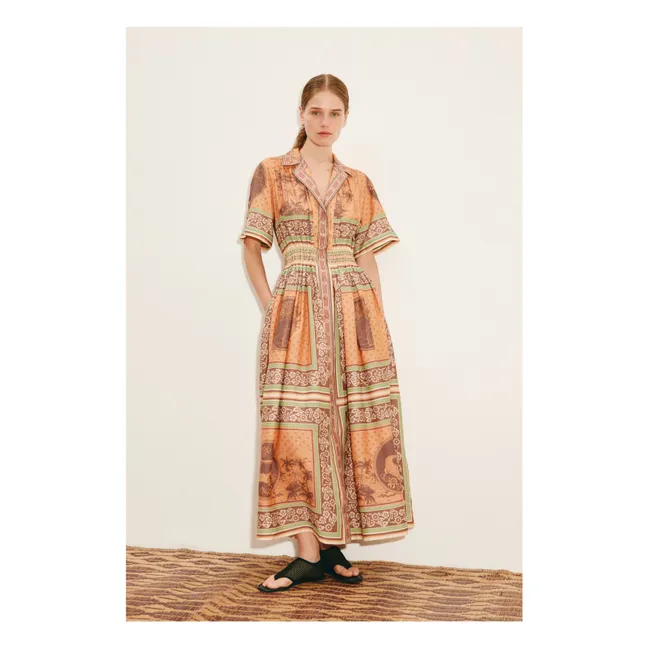 Alberta silk and cotton dress | Orange