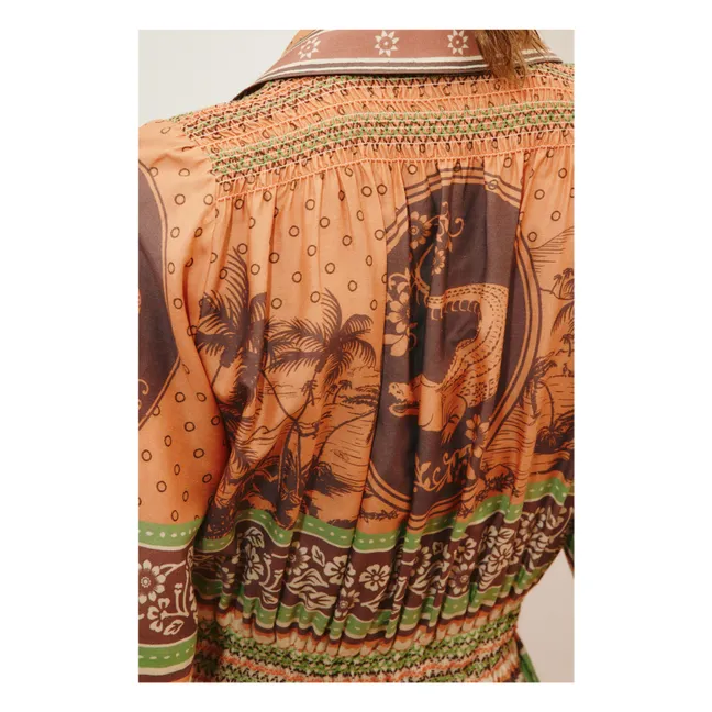 Alberta silk and cotton dress | Orange