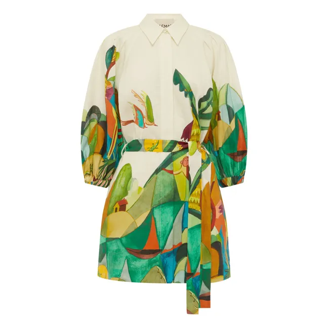 Vestido Mokshini de lino | Verde