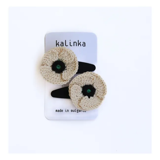 Lot de 2 Barrettes Poppy Crochet | Ecru