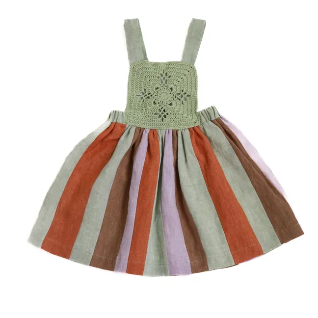 Santana Linen Apron Dress | Green water