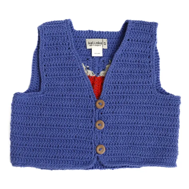 Gilet Sans Manches Sahara Crochet | Bleu