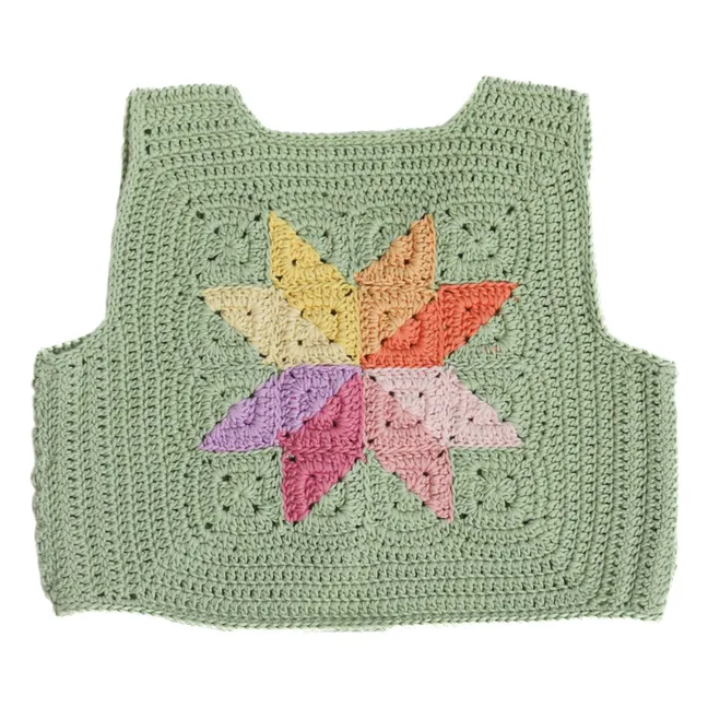 Gilet Sans Manches Sahara Crochet | Vert