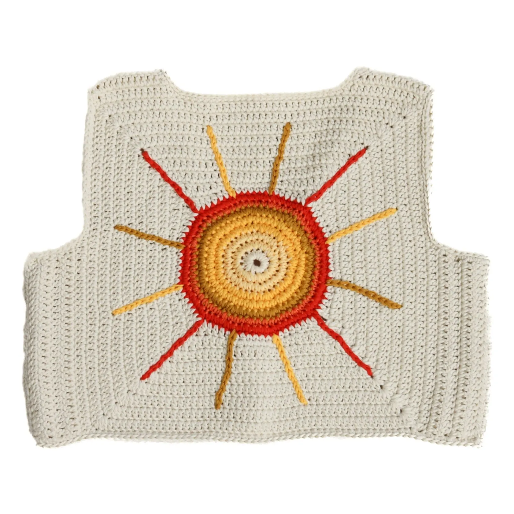 Kalinka Ecru Sleeveless Sahara Crochet Vest