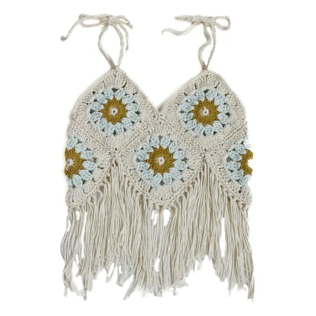 Atacama Crochet Fringe Top | Ecru
